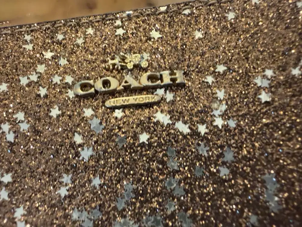 Coach F23448 Phone Wallet in Gold Star Glitter Print